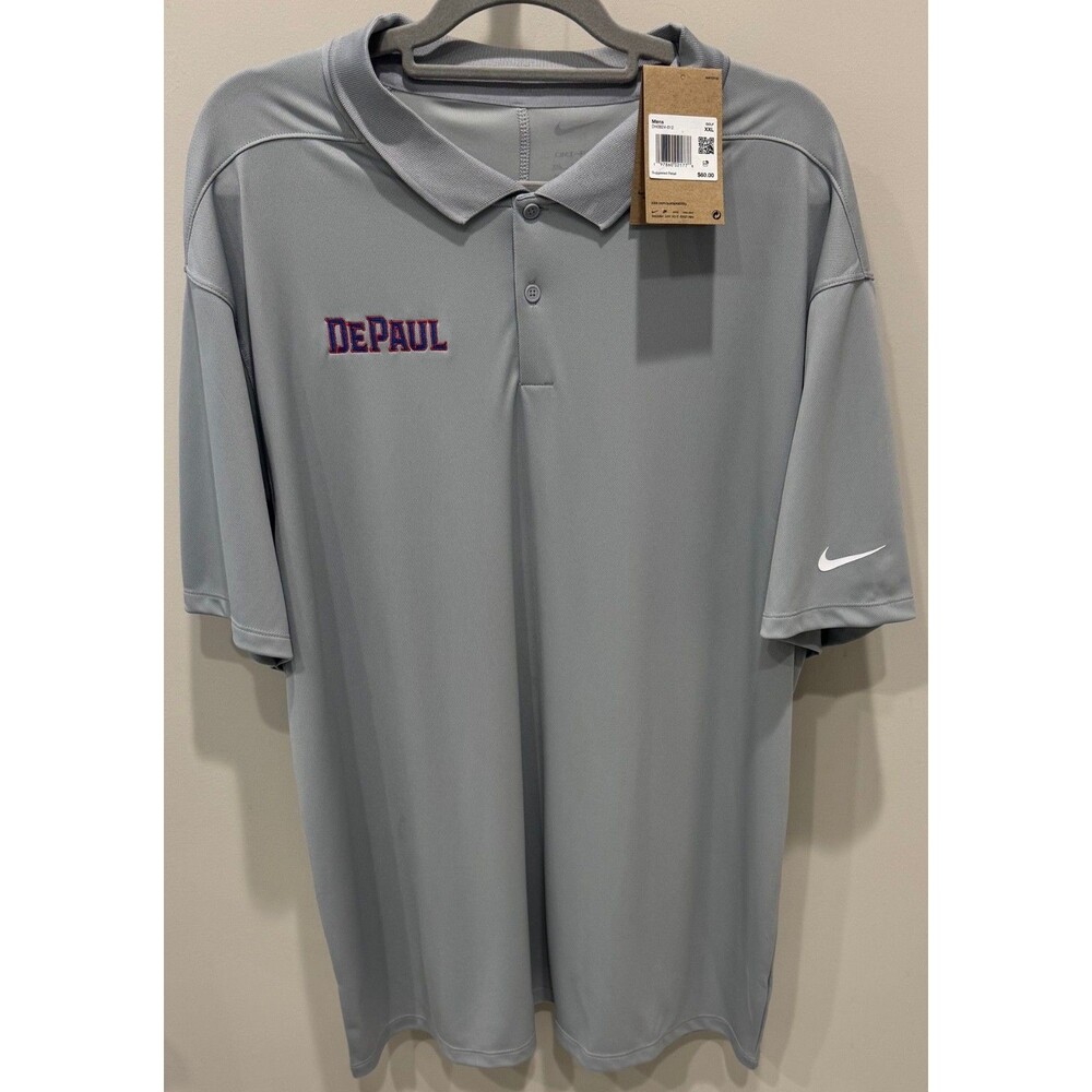 NWT - DePaul Blue Demons - Nike Dri-Fit Polo Shirt - Men's Size XXL - Gray - NEW